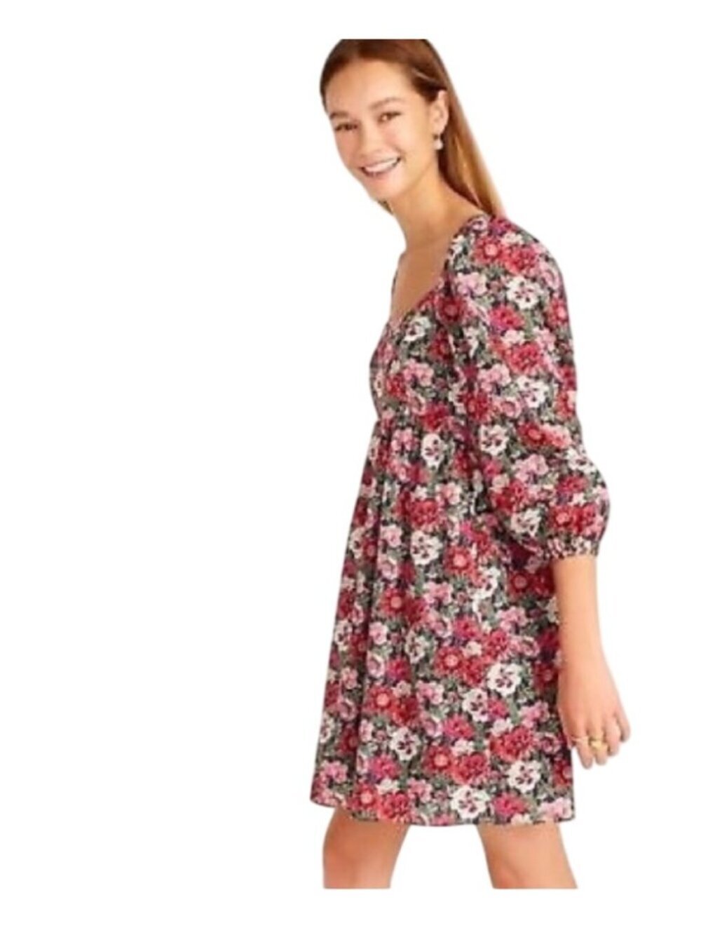 J.Crew Liberty fabric Floral Cotton Puff-Sleeve smocked Mini Dress Size 4 preppy